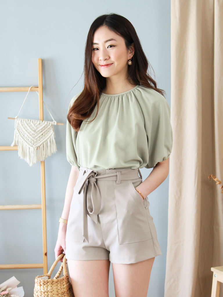 Jillian Ruched Blouse in Sage
