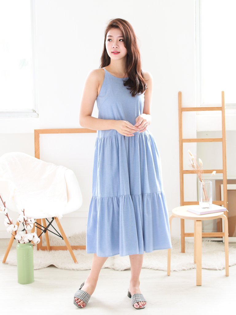 Rivers Tiered Pocket Midi in Blue