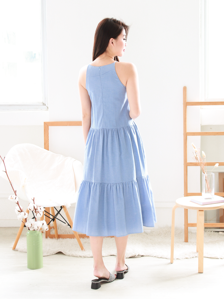 Rivers Tiered Pocket Midi in Blue