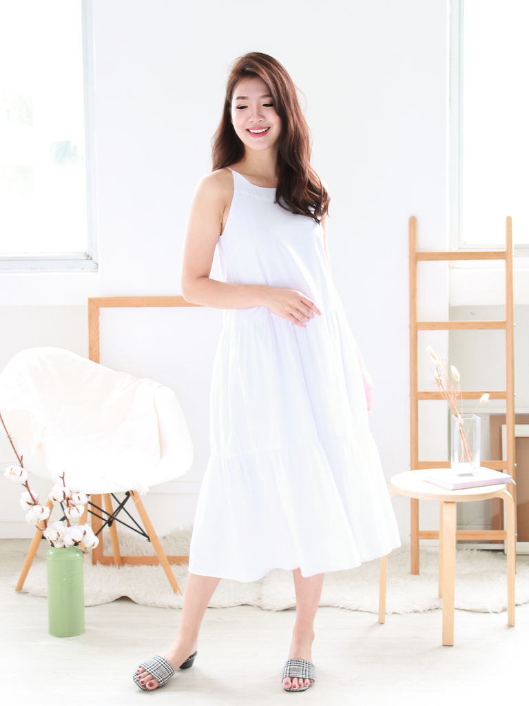 Rivers Tiered Pocket Midi in White