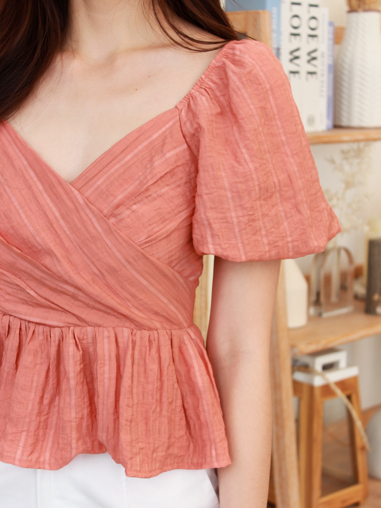 Burnt orange peplum top cheap