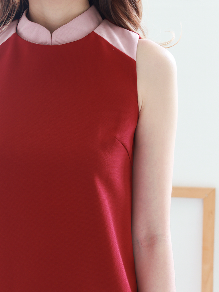 Trish Detachable Collar Colourblock Dress