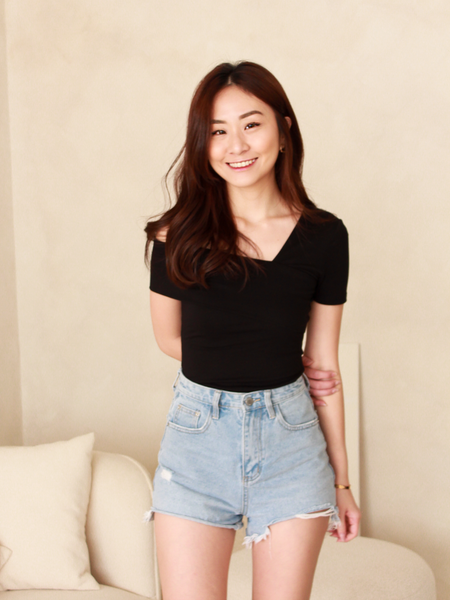 Women's Printed Brown Off-Shoulder Asymmetric Top
