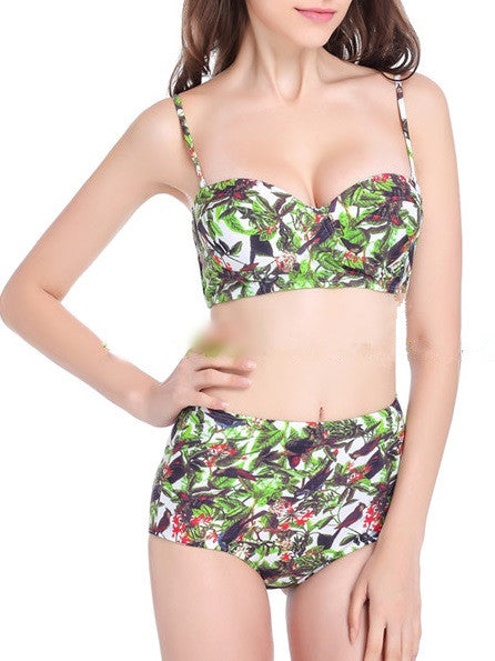 Tropical High-Waisted Bikini Set